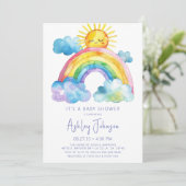 水彩虹色ベイビーシャワー招待状 招待状 (スタンド正面)