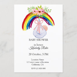 水彩虹色ベイビーシャワー招待状 招待状