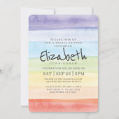 水彩虹色 ブライダル シャワー パーティー 招待状 (正面)