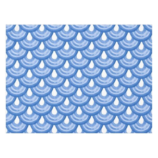 水彩虹 – 青パターン テーブルクロス (正面(横))