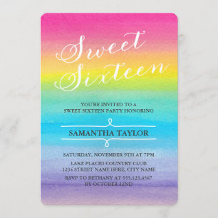 水彩虹Sweet sixteenパーティー招待状 招待状