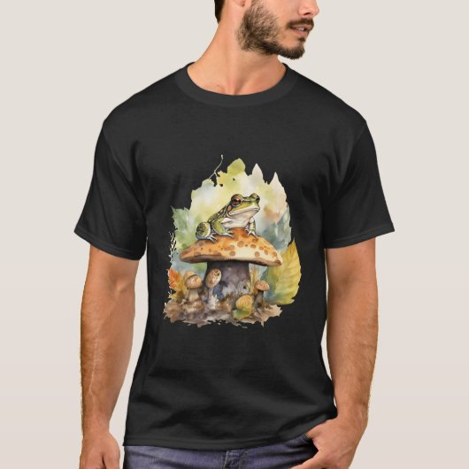 水彩蛙のカエルの自然 Tシャツ (正面)