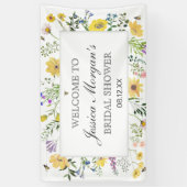 水彩蜂と繊細な野の花のベイビーシャワー 横断幕 (縦)