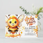 水彩蜂の巣赤ちゃんシャワー 招待状 (スタンド正面)