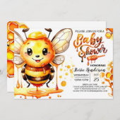 水彩蜂の巣赤ちゃんシャワー 招待状 (正面/裏面)
