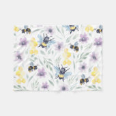 水彩蜂の模様 フリースブランケット (正面(横))