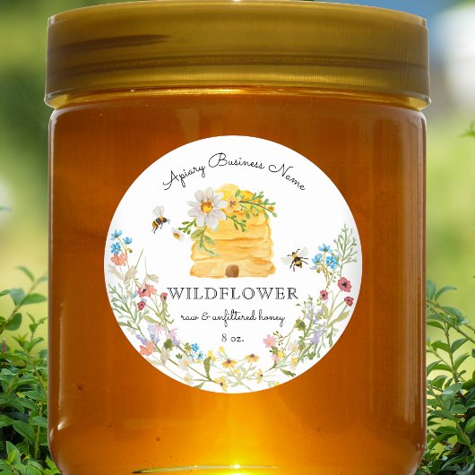 水彩蜂巢花卉蜂蜜定制 ラウンドシール