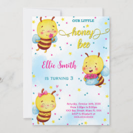 水彩蜂生日邀请函 招待状