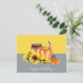 水彩蜂蜜スチルライフ誕生日はがき ポストカード (スタンド正面)