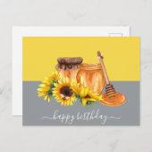 水彩蜂蜜スチルライフ誕生日はがき ポストカード (正面/裏面)