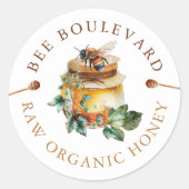 水彩蜂蜜瓶ラベル ラウンドシール (正面)