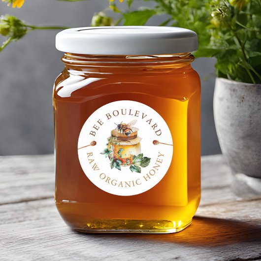 水彩蜂蜜瓶ラベル ラウンドシール