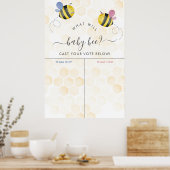 水彩蜂蜜蜂の女の子または男の子ジェンダーのリビール ポスター (キッチン)