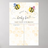 水彩蜂蜜蜂の女の子または男の子ジェンダーのリビール ポスター (正面)