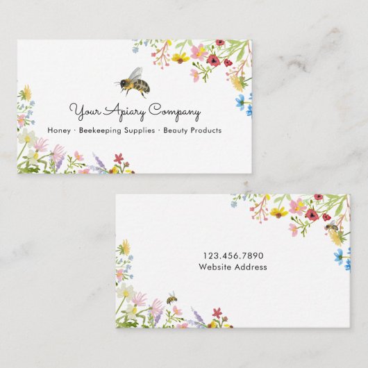 水彩蜂野花蜂场 名刺 (正面/裏面)