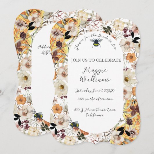 水彩蜜蜂と野草花嫁へ (正面/裏面)