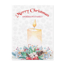 水彩蝋燭とクリスマス装飾