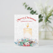 水彩蝋燭とクリスマス装飾 シーズンポストカード (スタンド正面)