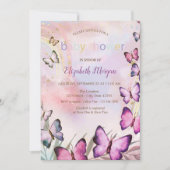 水彩蝶々と虹のベビーシャワー 招待状 (正面)