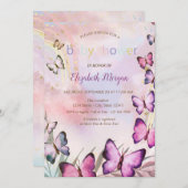 水彩蝶々と虹のベビーシャワー 招待状 (正面/裏面)