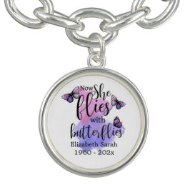 水彩蝶々を記念して飛ぶ チャームブレスレット