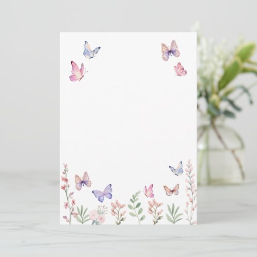 水彩蝶々ブランクカード 自由にデザインを 招待状 (スタンド正面)