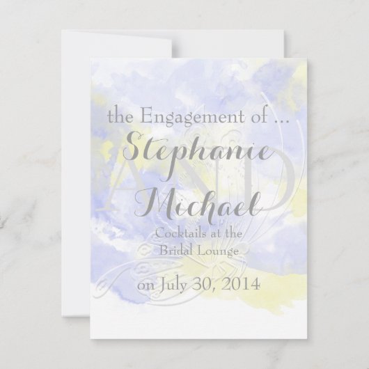 水彩蝶々ペリウィンクルエンゲージメントアナウンス 案内状 (裏面)