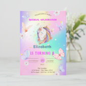 水彩蝶々ユニコーンホログラム 招待状 (スタンド正面)