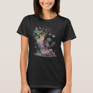 水彩蝶々妖精読書館 Tシャツ