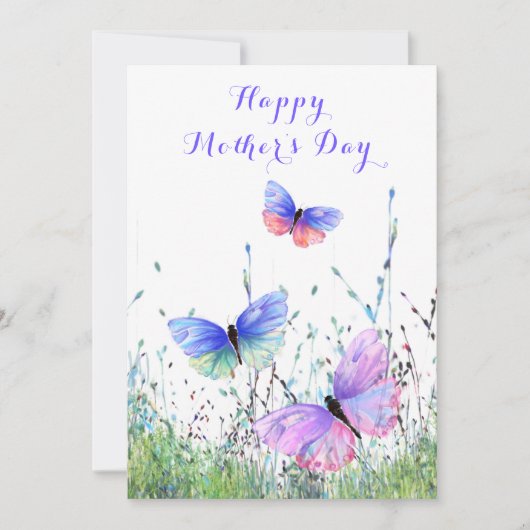 水彩蝶々母の日カード (正面)