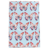 水彩蝶々（ピンクとブルー） ミディアムペーパーバッグ (正面)