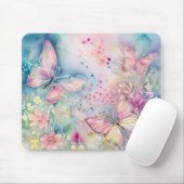 水彩蝶お洒落と花 マウスパッド (マウス)