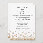 水彩蝶お洒落野花縁ど 招待状 (正面/裏面)