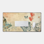水彩蝶とハート デスクマット (キーボード&マウス)