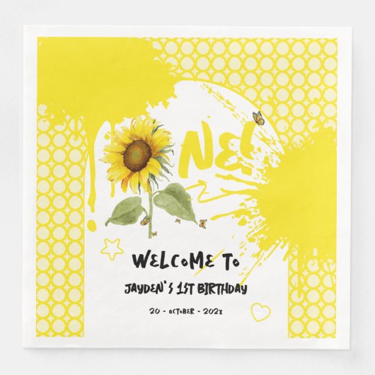 水彩蝶とヒマワリ1日の誕生日 (正面)