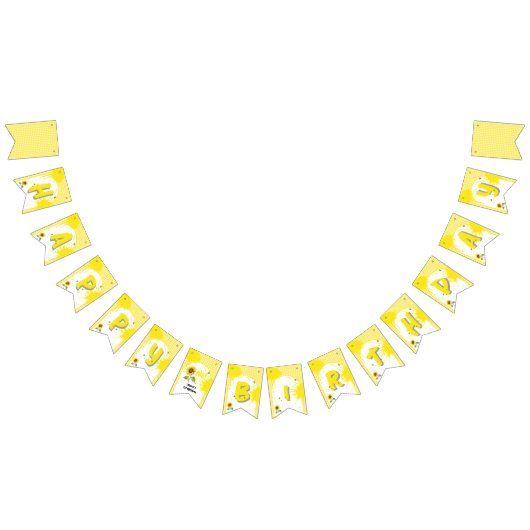 水彩蝶とヒマワリ1日の誕生日 バンティングフラッグ (全)