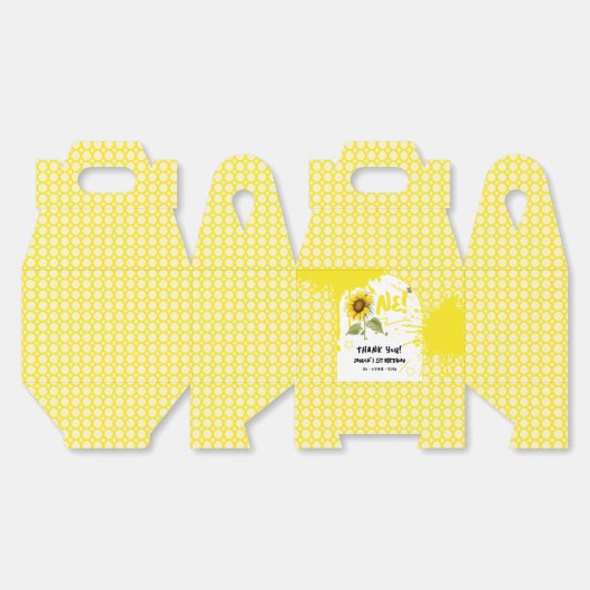 水彩蝶とヒマワリ1日の誕生日 フェイバーボックス (見開き)