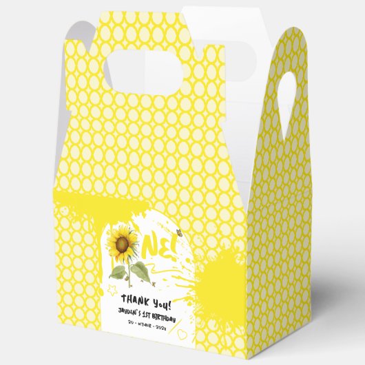 水彩蝶とヒマワリ1日の誕生日 フェイバーボックス (見開き)