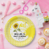 水彩蝶とヒマワリ1日の誕生日 ペーパープレート (パーティー)