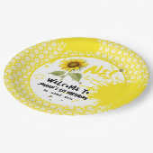 水彩蝶とヒマワリ1日の誕生日 ペーパープレート (アングル)