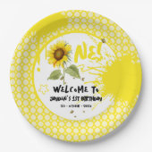 水彩蝶とヒマワリ1日の誕生日 ペーパープレート (正面)