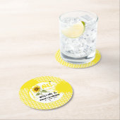 水彩蝶とヒマワリ1日の誕生日 ラウンドペーパーコースター (インサイチュ)