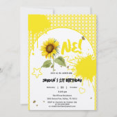 水彩蝶とヒマワリ1日の誕生日 招待状 (正面)