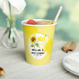 水彩蝶とヒマワリ1日の誕生日 紙コップ