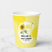 水彩蝶とヒマワリ1日の誕生日 紙コップ (裏面)