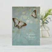 水彩蝶とモダンフローラ結婚 招待状 (スタンド正面)