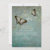 水彩蝶とモダンフローラ結婚 招待状 (裏面)