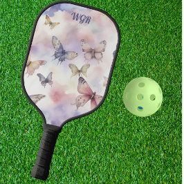 水彩蝶とモノグラム ピックルボールラケット