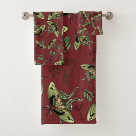 水彩蝶とラベンダー花ヨガマット バスタオルセット