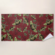 水彩蝶とラベンダー花ヨガマット